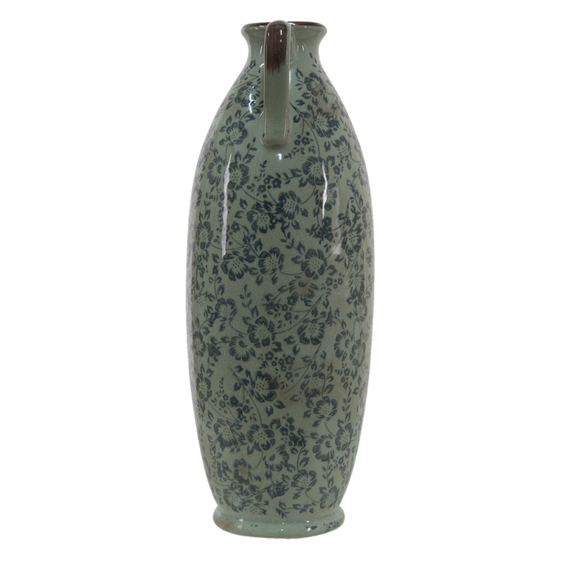 Clayre & Eef Vase Ø 16x45 cm Green Ceramic Flowers