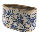 Clayre & Eef Planter 22x10x12 cm Blue White Ceramic Flowers