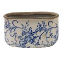 Clayre & Eef Planter 17x9x10 cm Blue White Ceramic Flowers