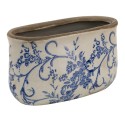 Clayre & Eef Planter 17x9x10 cm Blue White Ceramic Flowers
