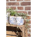 Clayre & Eef Planter 17x9x10 cm Blue White Ceramic Flowers