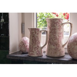 Clayre & Eef Figurine Egg Ø 9x12 cm Pink Beige Ceramic Leaves