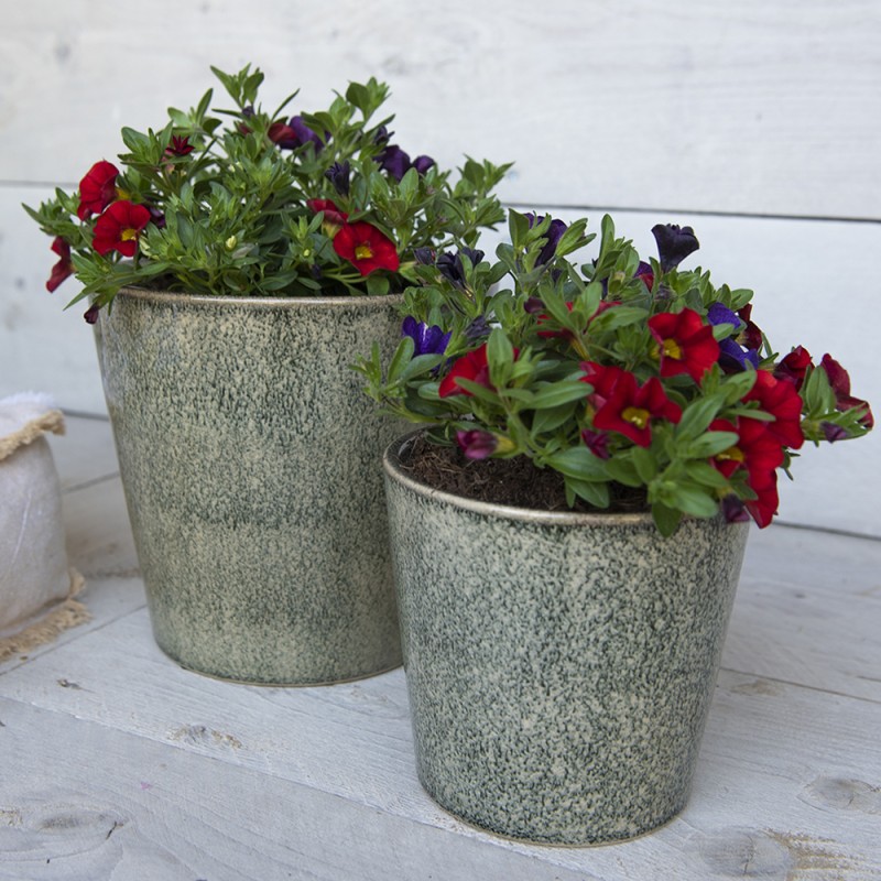 Clayre & Eef Planter Ø 17x16 cm Green Ceramic Round