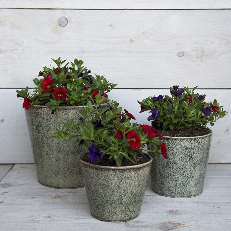 Clayre & Eef Planter Ø 17x16 cm Green Ceramic Round