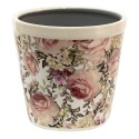 Clayre & Eef Blumentopf Ø 17x16 cm Weiß Rosa Keramik Rund Blumen