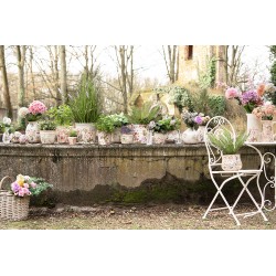 Clayre & Eef Planter Ø 8x7 cm Pink Ceramic Round Flowers