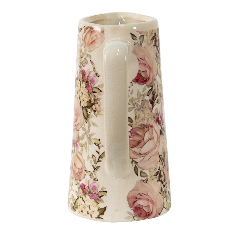 Clayre & Eef Dekorative Kanne 2100 ml Rosa Keramik Blumen