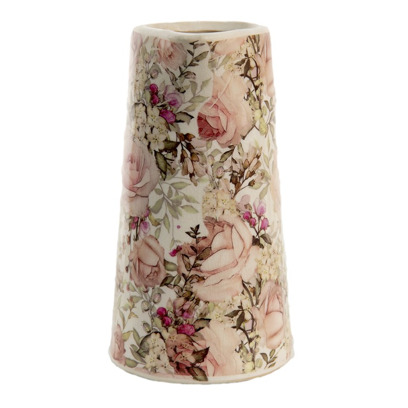 Clayre & Eef Decoration can 750 ml Pink Ceramic Flowers