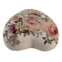Clayre & Eef Decorazione Cuore 11x11x4 cm Bianco Rosa  Ceramica A forma di cuore Fiori