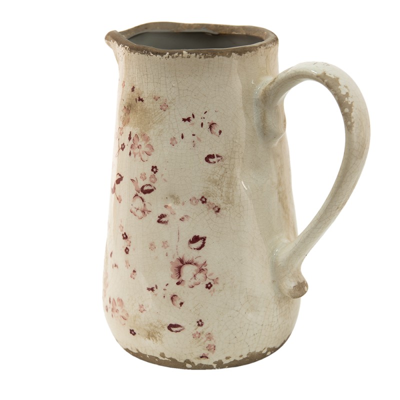 Clayre & Eef Brocca decorativa 1150 ml Rosa Beige Ceramica Fiori