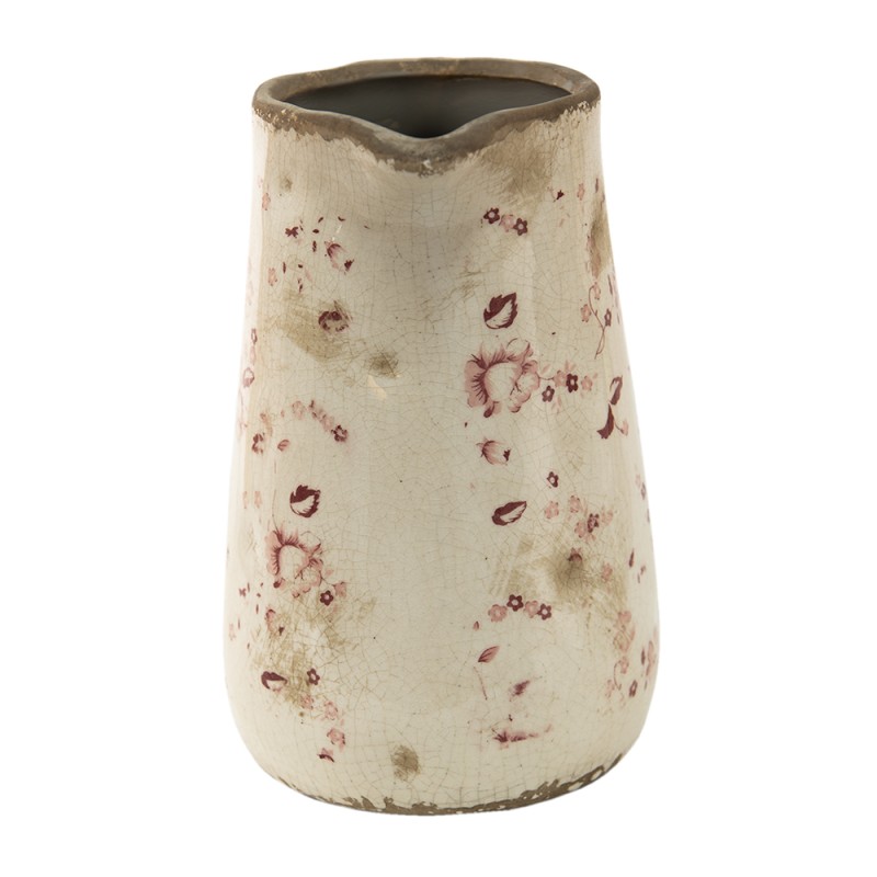Clayre & Eef Brocca decorativa 1150 ml Rosa Beige Ceramica Fiori