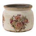 Clayre & Eef Bloempot  Ø 14x12 cm Roze Beige Keramiek Rond Bloemen