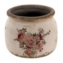 Clayre & Eef Bloempot  Ø 10x9 cm Roze Beige Keramiek Rond Bloemen