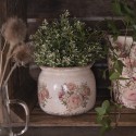 Clayre & Eef Bloempot  Ø 10x9 cm Roze Beige Keramiek Rond Bloemen