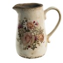 Clayre & Eef Decoratie Kan  1500 ml Roze Beige Keramiek Bloemen