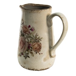 Clayre & Eef Pichet décoratif 1500 ml Rose Beige Céramique Fleurs