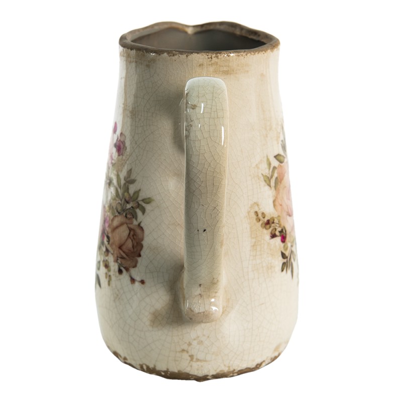 Clayre & Eef Decoratie Kan  1500 ml Roze Beige Keramiek Bloemen