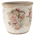 Clayre & Eef Pot de fleurs Ø 14x13 cm Rose Beige Céramique Rond Fleurs