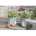 Clayre & Eef Pot de fleurs Ø 10x8 cm Bleu Beige Céramique Rond Fleurs