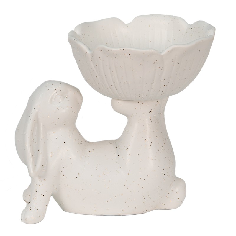 Clayre & Eef Statuetta Coniglio 15x11x14 cm Bianco Poliresina