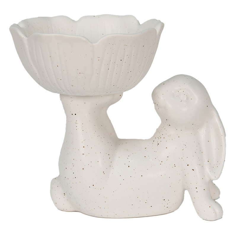 Clayre & Eef Statuetta Coniglio 15x11x14 cm Bianco Poliresina