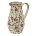 Clayre & Eef Pichet décoratif 20x14x25 cm Rose Beige Céramique Fleurs