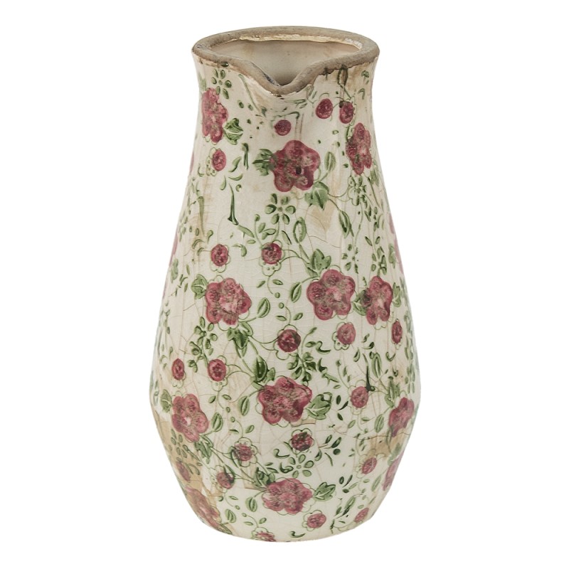 Clayre & Eef Pichet décoratif 20x14x25 cm Rose Beige Céramique Fleurs