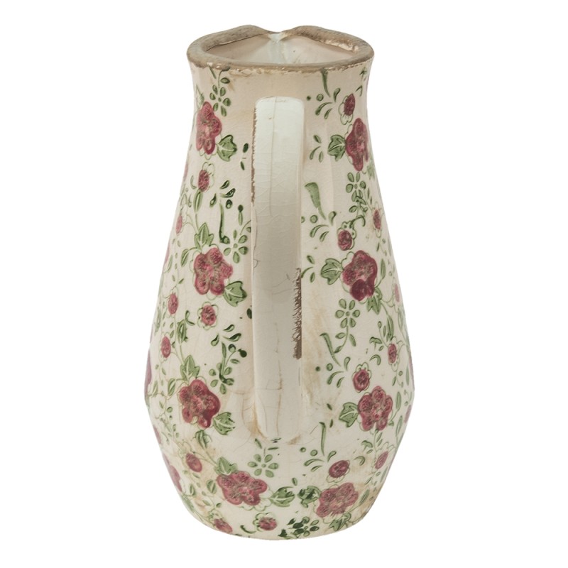 Clayre & Eef Pichet décoratif 20x14x25 cm Rose Beige Céramique Fleurs