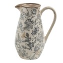 Clayre & Eef Dekorative Kanne 20x14x25 cm Grau Beige Keramik Blumen