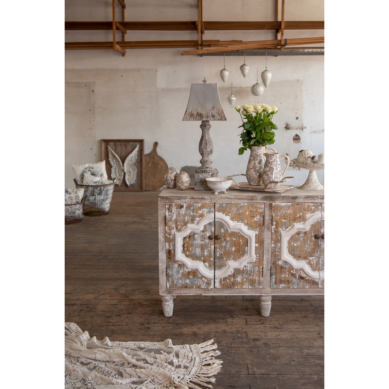 Clayre & Eef Dekorative Kanne 20x14x25 cm Grau Beige Keramik Blumen