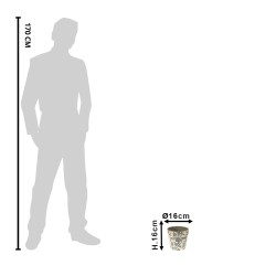 Clayre & Eef Fioriera Ø 16x15 cm Grigio Beige Ceramica Fiori