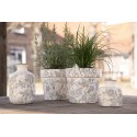 Clayre & Eef Bloempot  Ø 16x15 cm Grijs Beige Keramiek Bloemen