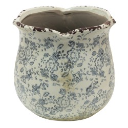 Clayre & Eef Fioriera Ø 17x16 cm Grigio Beige Ceramica Fiori