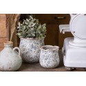 Clayre & Eef Bloempot  Ø 17x16 cm Grijs Beige Keramiek Bloemen