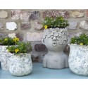 Clayre & Eef Bloempot  Ø 17x16 cm Grijs Beige Keramiek Bloemen