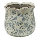 Clayre & Eef Pot de fleurs Ø 15x14 cm Gris Beige Céramique Fleurs