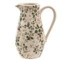 Clayre & Eef Decoration can 20x14x25 cm Green Beige Ceramic Flowers