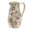 Clayre & Eef Decoration can 20x14x25 cm Green Beige Ceramic Flowers