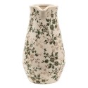 Clayre & Eef Decoration can 20x14x25 cm Green Beige Ceramic Flowers