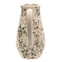 Clayre & Eef Decoration can 20x14x25 cm Green Beige Ceramic Flowers