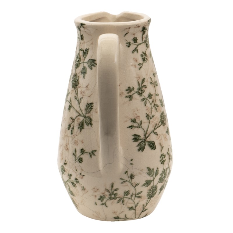 Clayre & Eef Pichet décoratif 16x12x22 cm Vert Beige Céramique Fleurs