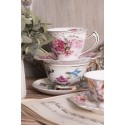 Clayre & Eef Tasse mit Untertasse 200 ml Grün Porzellan Blumen