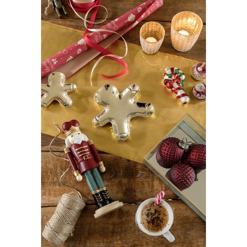 Clayre & Eef Decoratie Schaal Poppetje 13x12 cm Goudkleurig Porselein