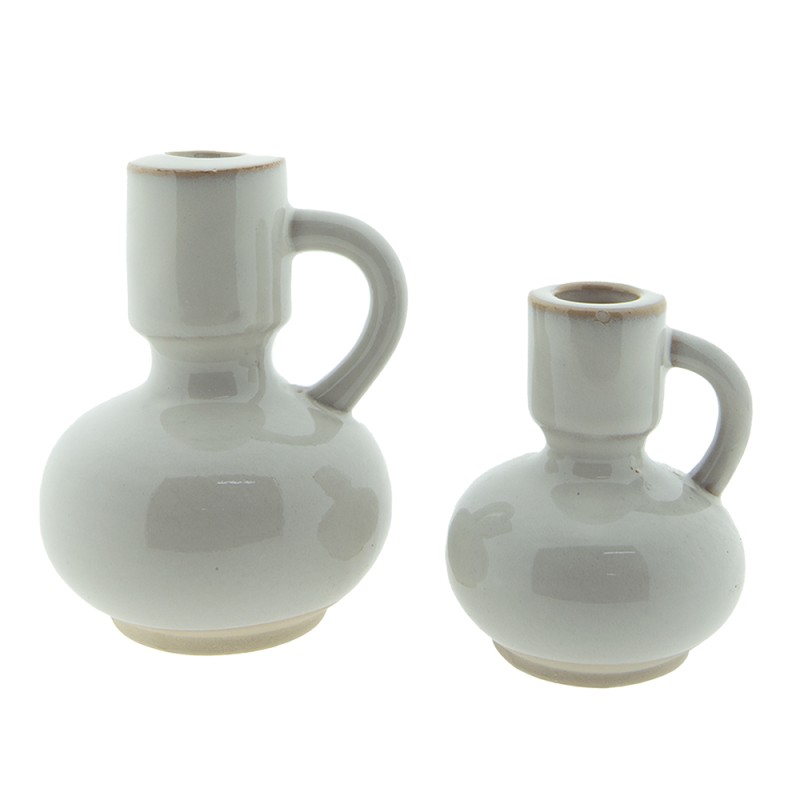 Clayre & Eef Candelabro 14 cm Beige Porcellana