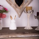 Clayre & Eef Statuetta Coniglio 21 cm Bianco Color oro Ceramica