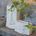 Clayre & Eef Vase Gesicht 15x9x25 cm Weiß Keramik