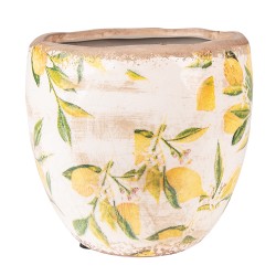 Clayre & Eef Bloempot  Ø 18x17 cm Geel Keramiek Citroen