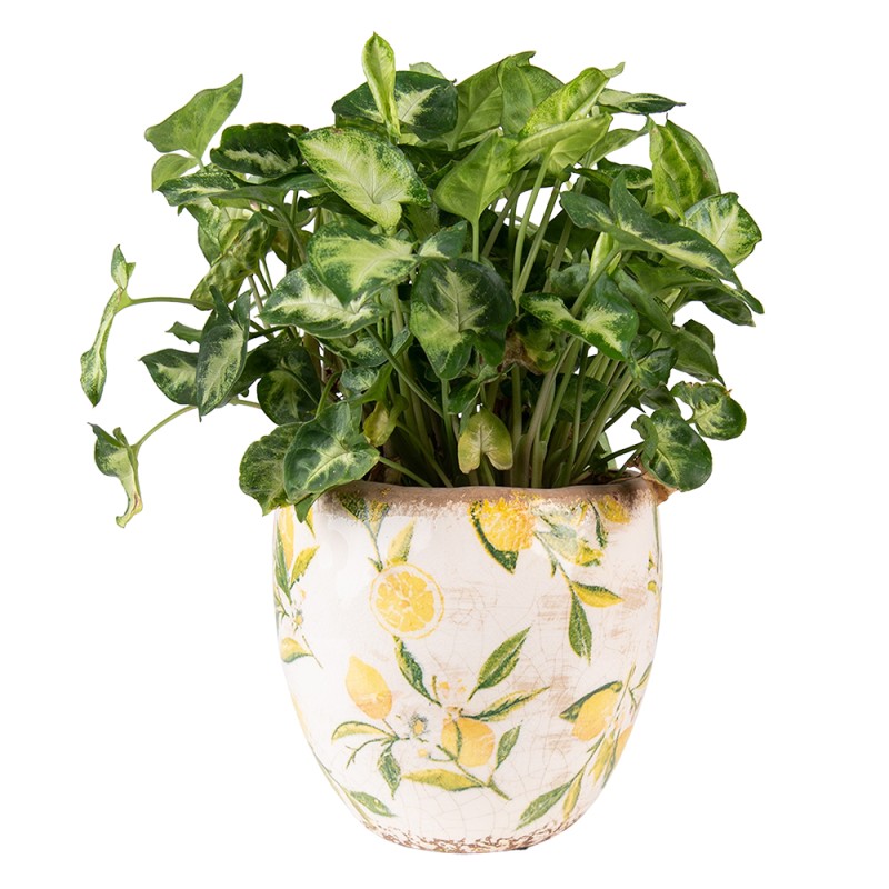 Clayre & Eef Planter Ø 18x17 cm Yellow Ceramic Lemon