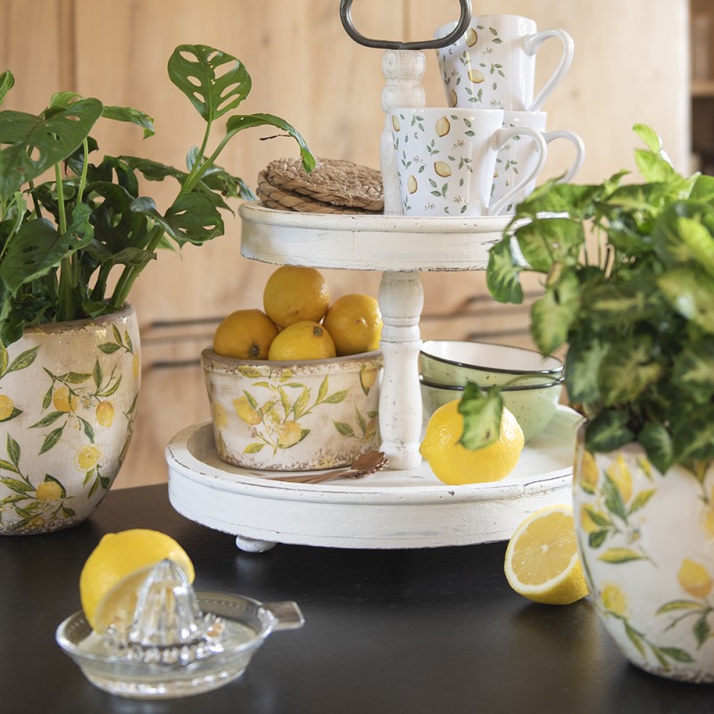 Clayre & Eef Planter Ø 14x14 cm Yellow Ceramic Lemon