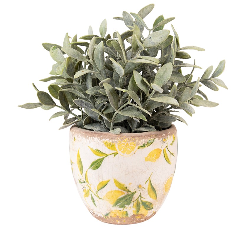 Clayre & Eef Fioriera Ø 12x11 cm Giallo Ceramica Limone